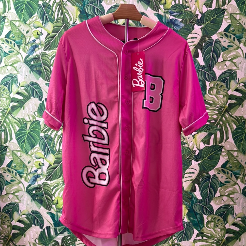 Barbie Pink Jersey Top with White Trim